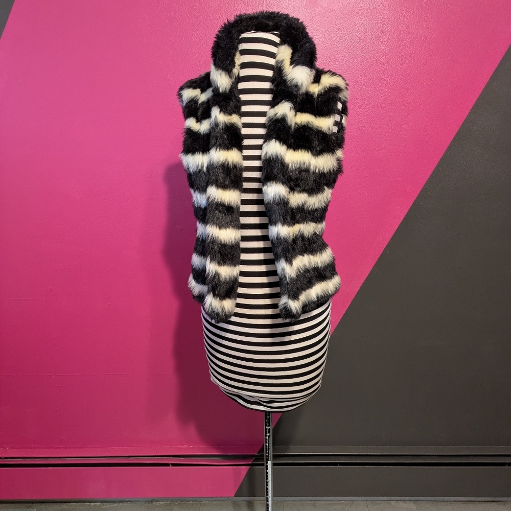 Members Only Faux Fur Striped Vest
